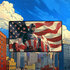 Patriotic Superhero Playmat | American Flag Comic Art