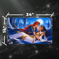 Two Sorceresses Moonlit Palace Balcony Fantasy Borderless Playmat 24x14