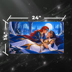 Two Sorceresses Moonlit Palace Balcony Fantasy Borderless Playmat 24x14