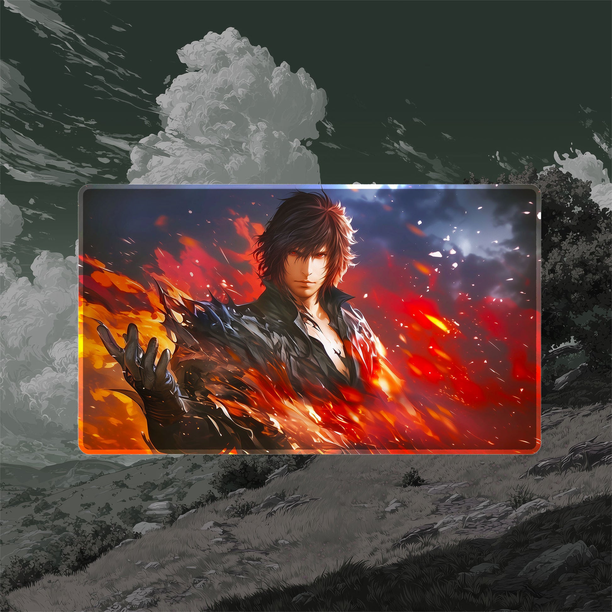 Clive, Ifrit’s Dominant Playmat Playmat (Borderless) | Final Fantasy Playmat