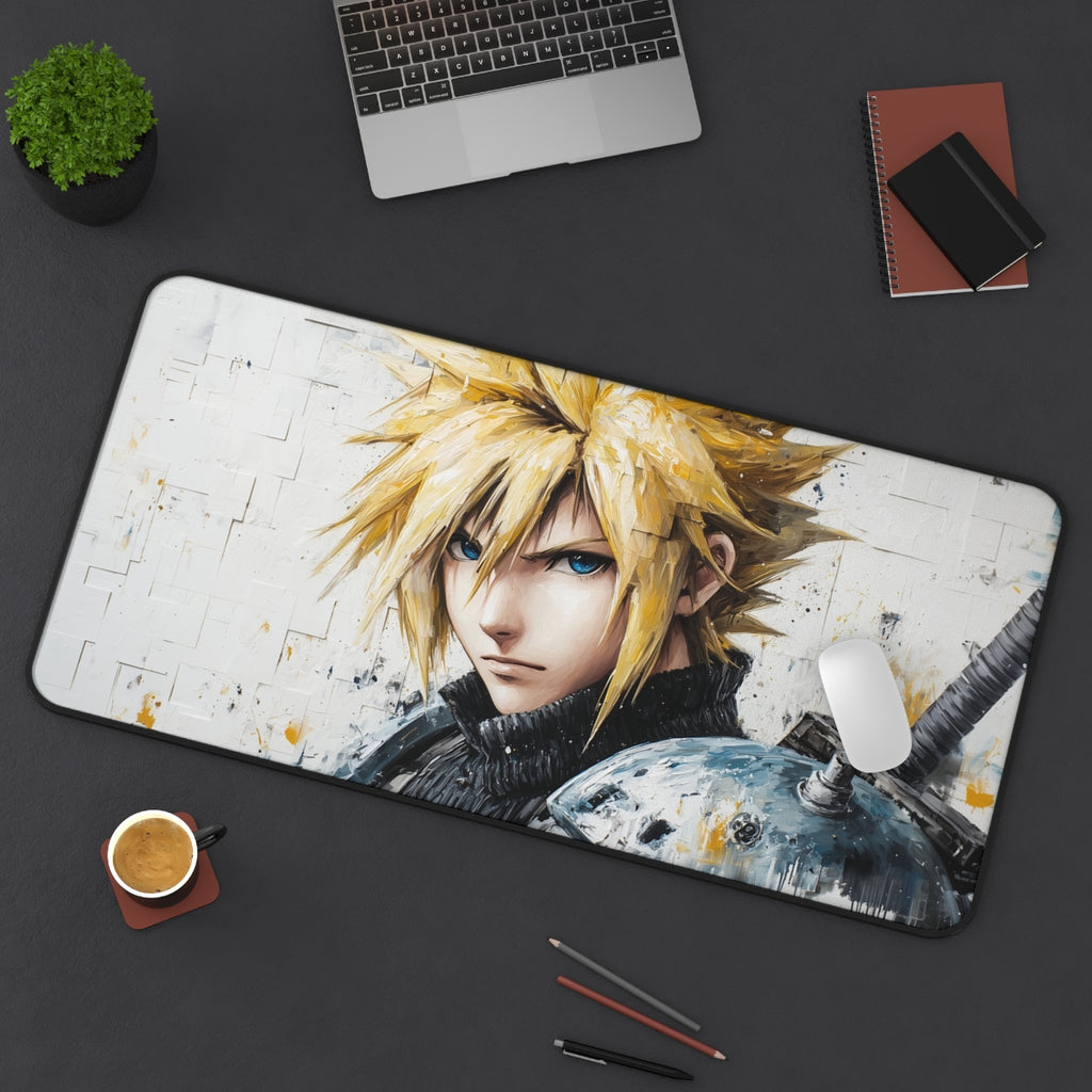 Cloud Strife Portrait Playmat | Final Fantasy Playmat | Oil Painting Style Playmat with Zones Option | 24x14 | 32x16 Sizes