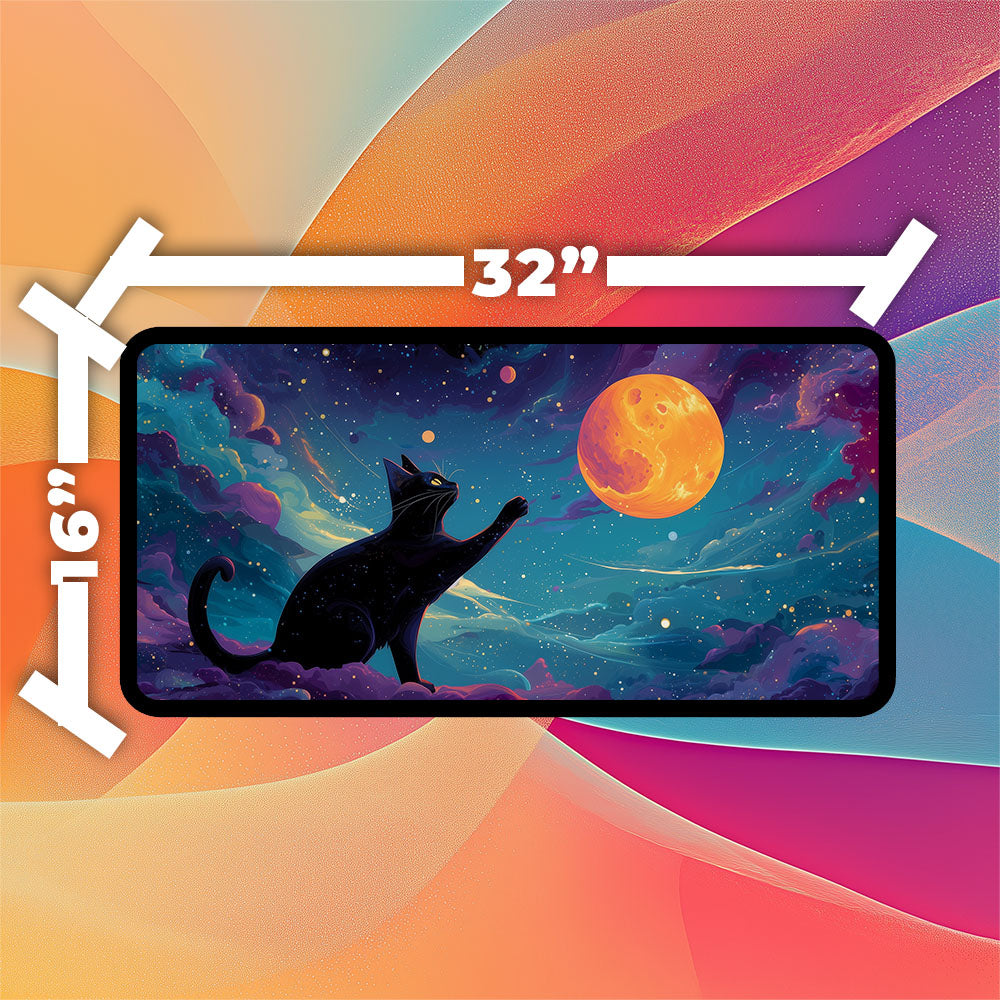 Cosmeows Playmat | Premium TCG Playmat No Zones Option | 24x14 | 32x16
