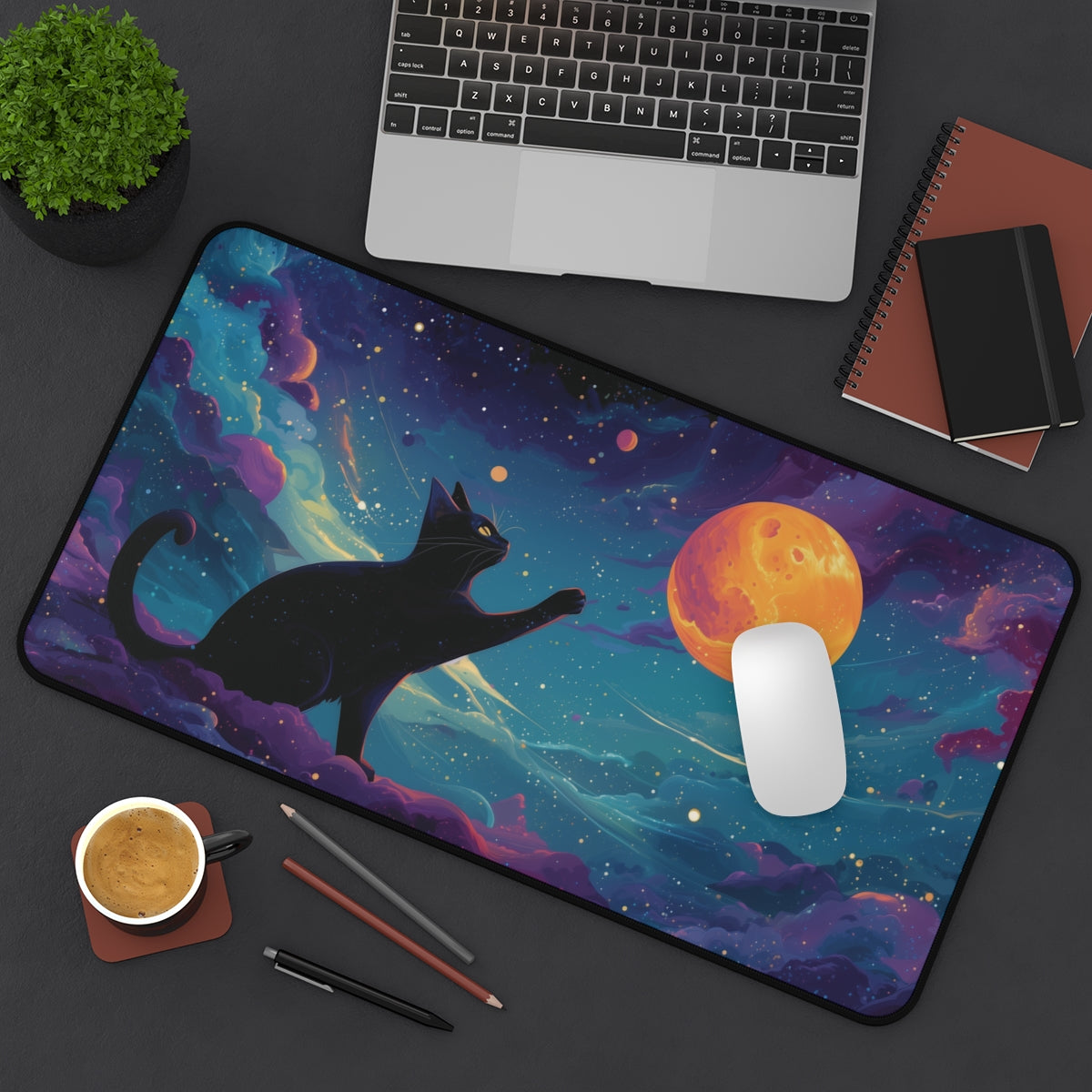 Cosmeows Playmat | Premium TCG Playmat No Zones Option | 24x14 | 32x16