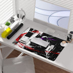 Donatello TMNT borderless playmat displayed on a stylish desk with gaming accessories and natural light.