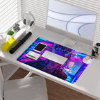 Cyberpunk Oni Mask Playmat (Borderless) | Neon Graffiti Mat