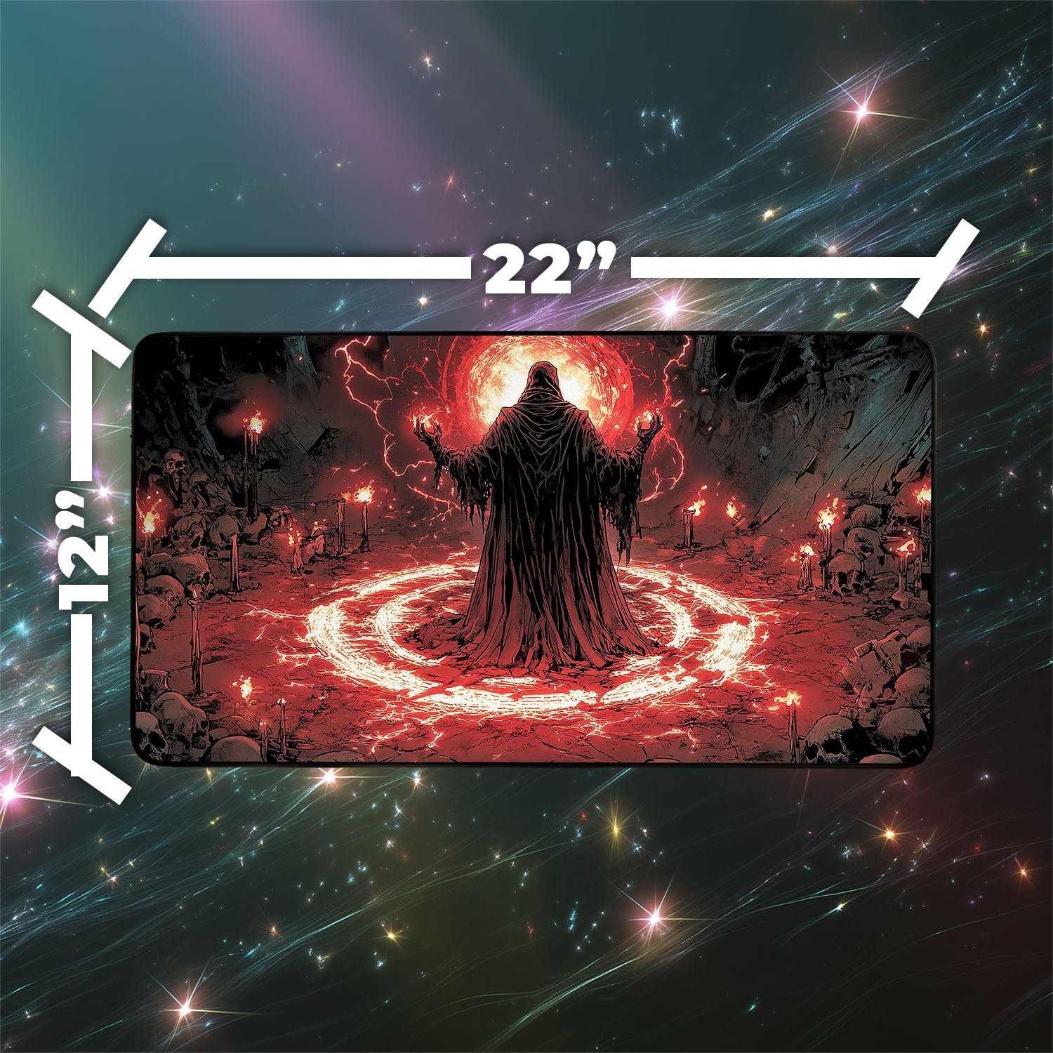 Dark Ritual Playmat | Magic the Gathering Playmat | Iconic Gothic Sorcery Playmat with Zones Option | 24x14 | 22x12 | 32x16 Sizes