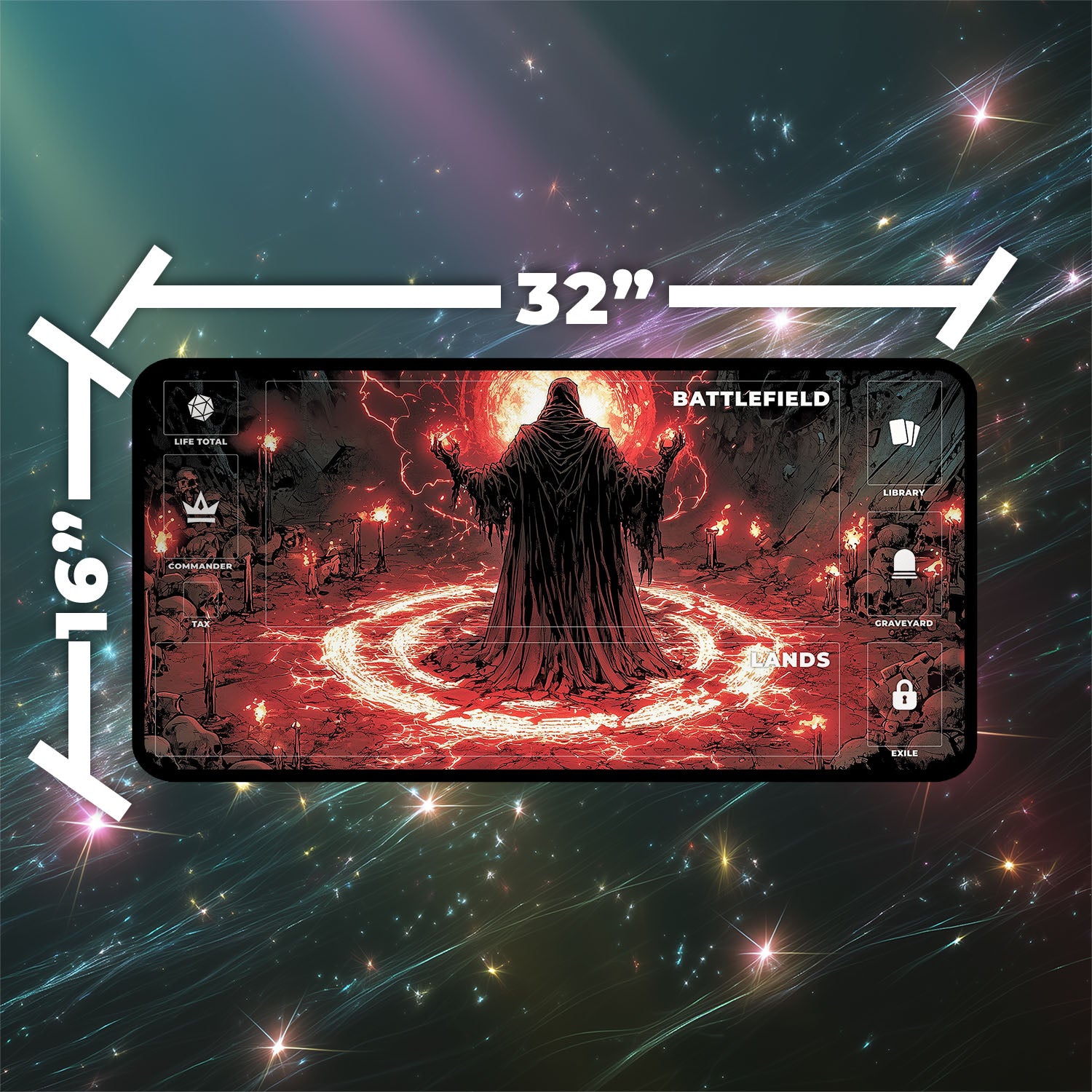 Dark Ritual Playmat | Magic the Gathering Playmat | Iconic Gothic Sorcery Playmat with Zones Option | 24x14 | 22x12 | 32x16 Sizes