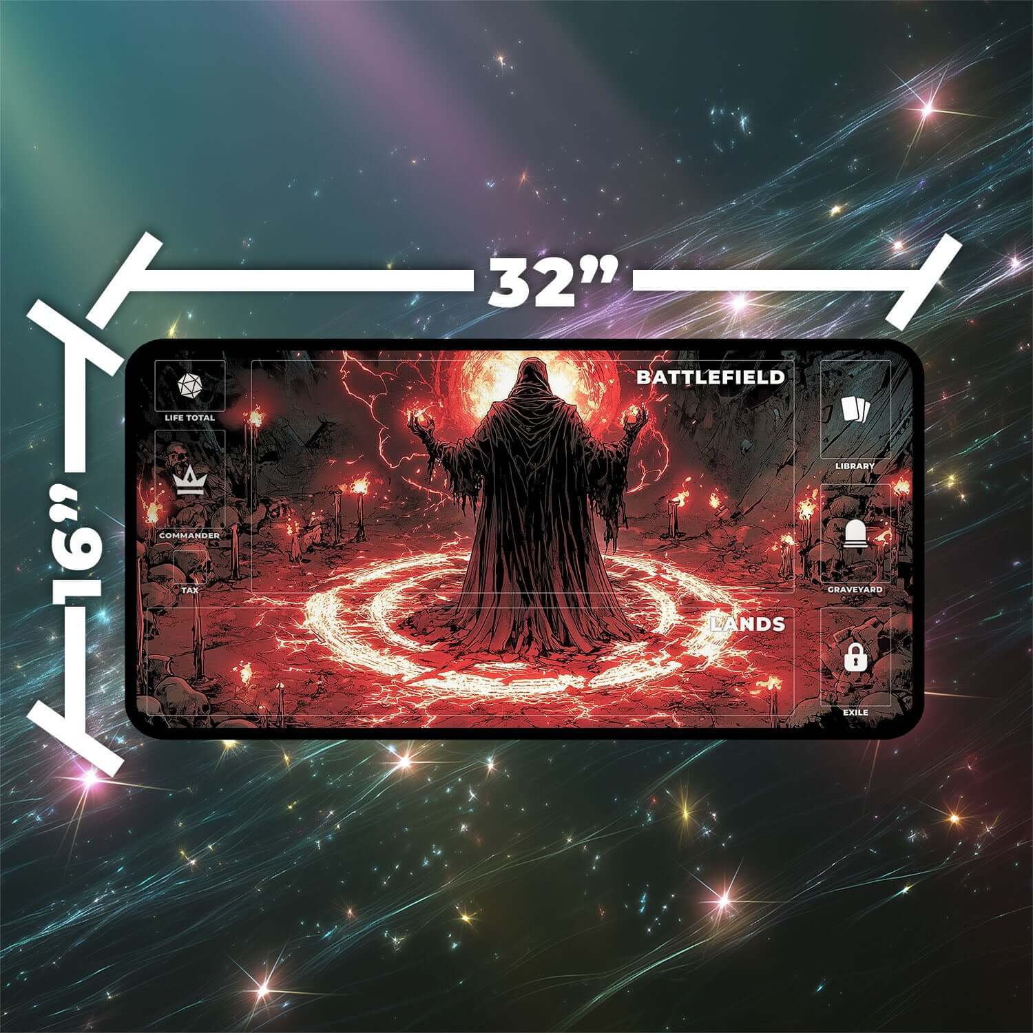 Dark Ritual Playmat | Magic the Gathering Playmat | Iconic Gothic Sorcery Playmat with Zones Option | 24x14 | 22x12 | 32x16 Sizes