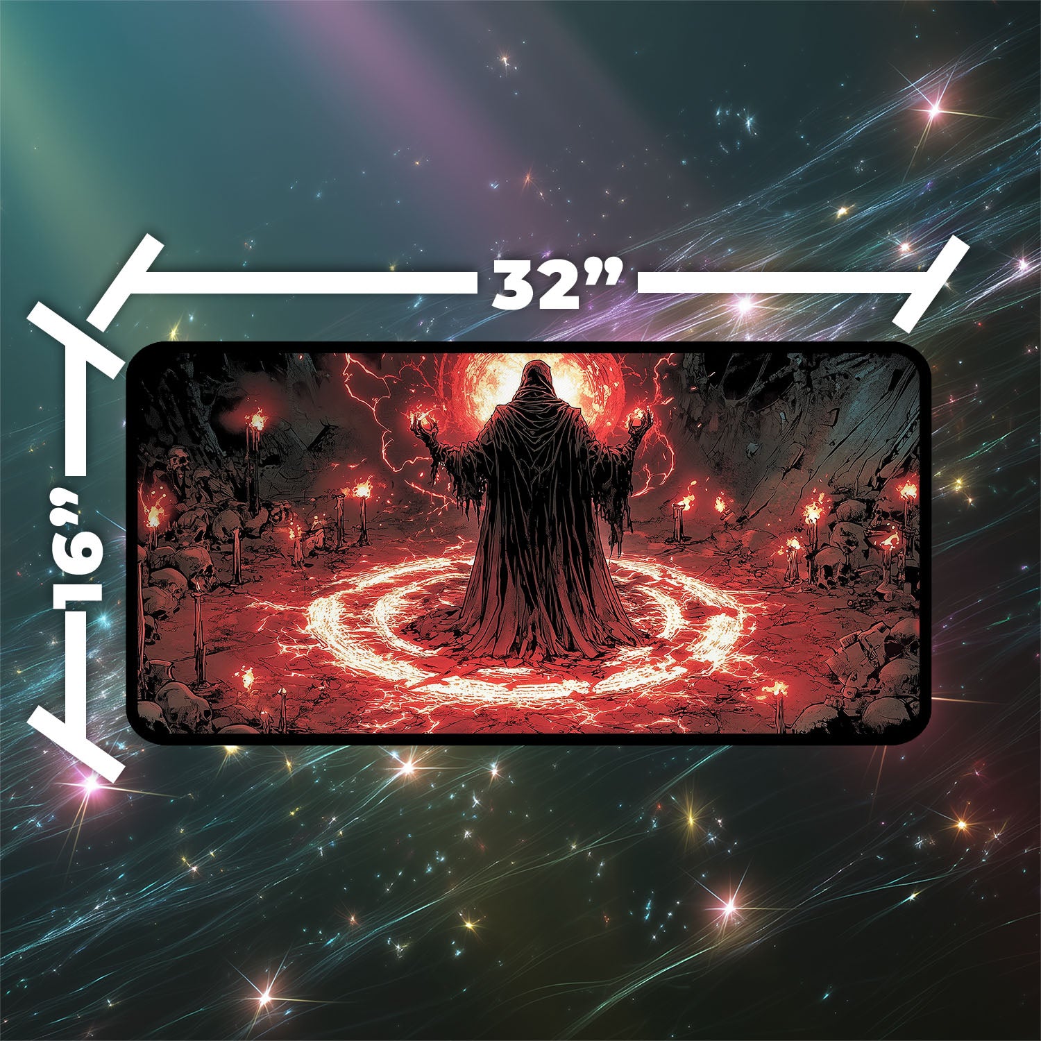 Dark Ritual Playmat | Magic the Gathering Playmat | Iconic Gothic Sorcery Playmat with Zones Option | 24x14 | 22x12 | 32x16 Sizes