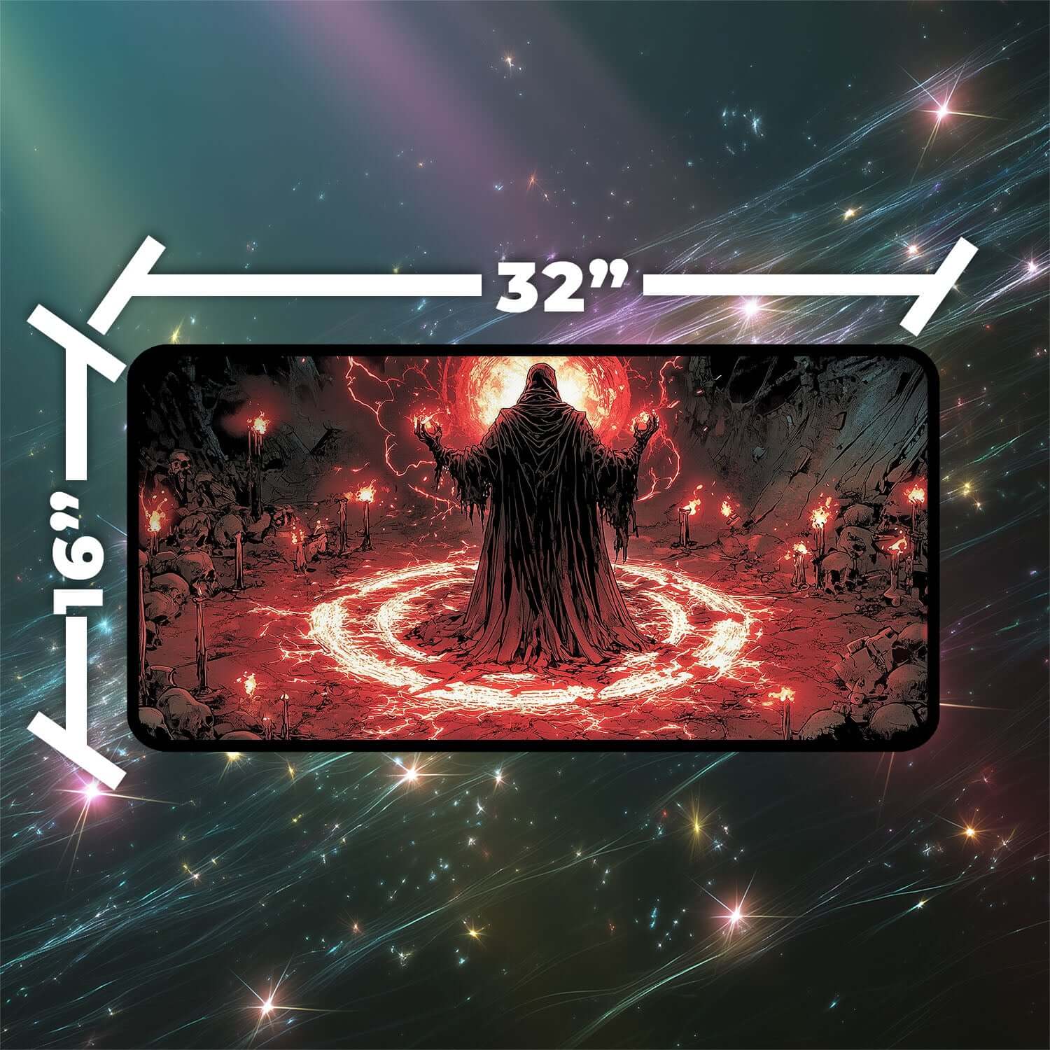 Dark Ritual Playmat | Magic the Gathering Playmat | Iconic Gothic Sorcery Playmat with Zones Option | 24x14 | 22x12 | 32x16 Sizes