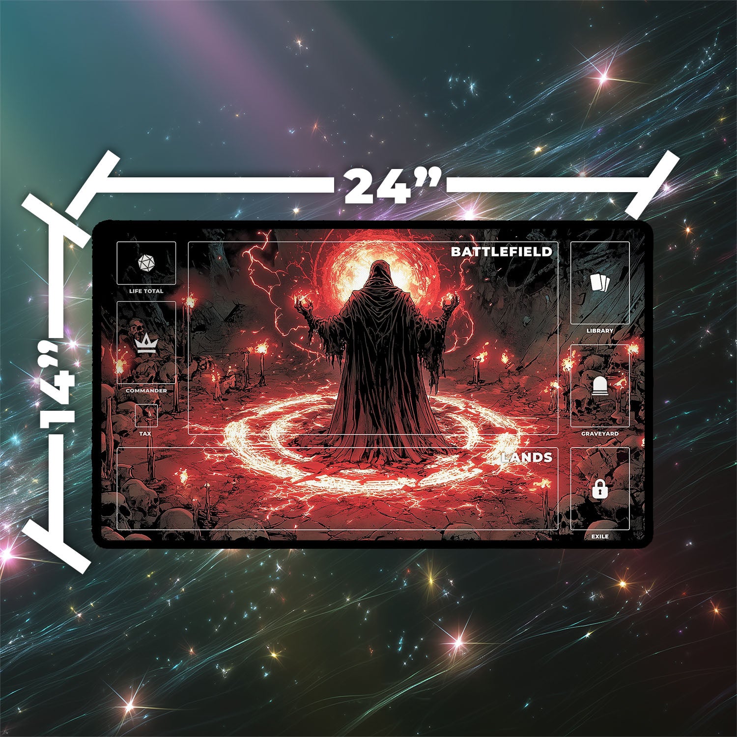 Dark Ritual Playmat | Magic the Gathering Playmat | Iconic Gothic Sorcery Playmat with Zones Option | 24x14 | 22x12 | 32x16 Sizes