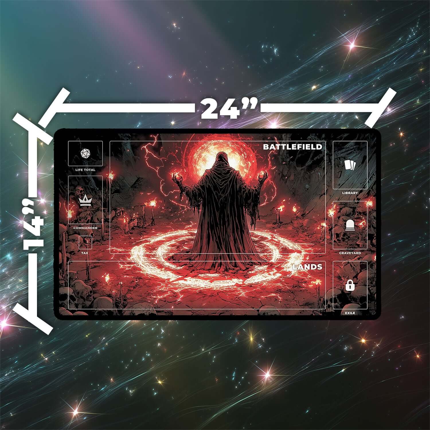 Dark Ritual Playmat | Magic the Gathering Playmat | Iconic Gothic Sorcery Playmat with Zones Option | 24x14 | 22x12 | 32x16 Sizes