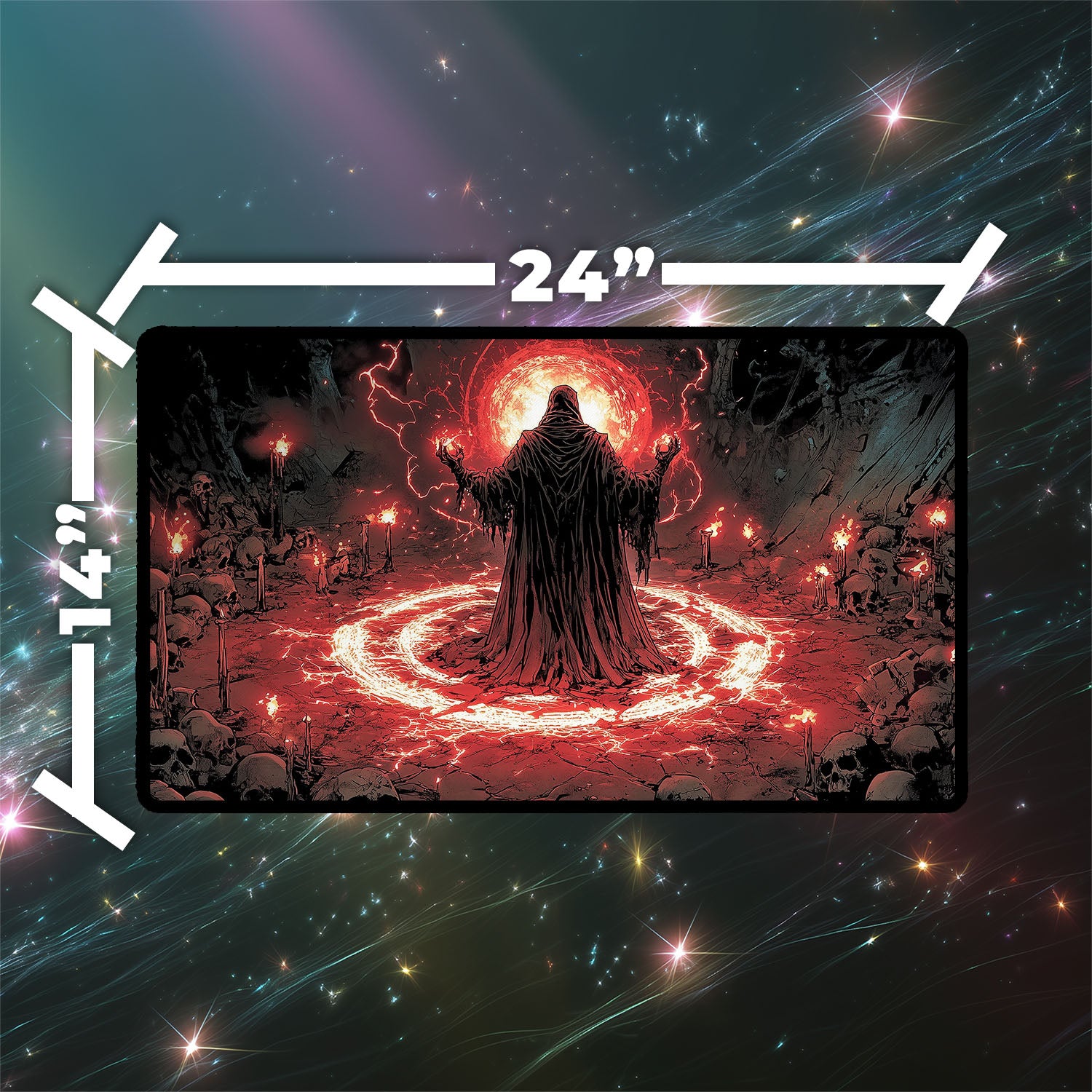 Dark Ritual Playmat | Magic the Gathering Playmat | Iconic Gothic Sorcery Playmat with Zones Option | 24x14 | 22x12 | 32x16 Sizes