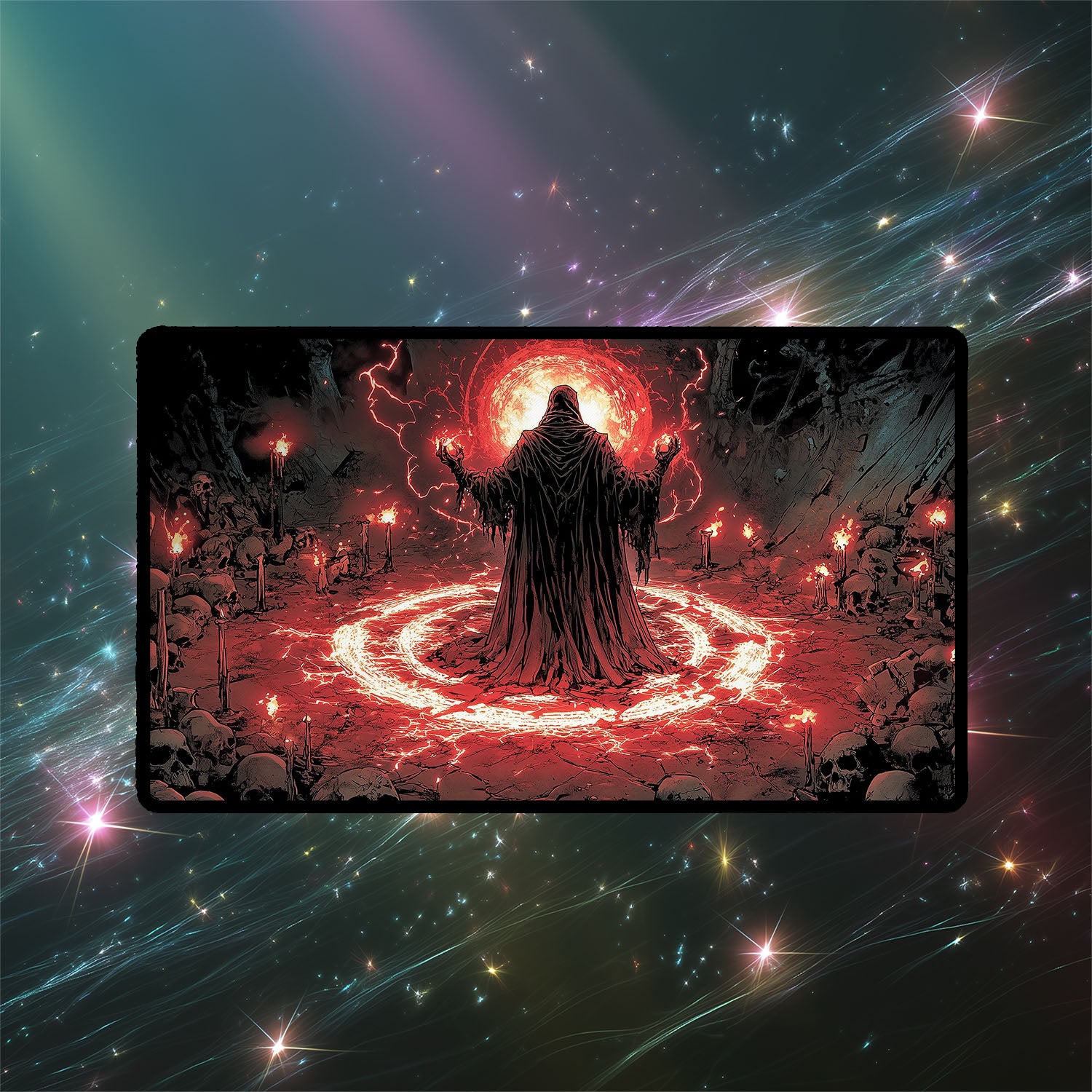 Dark Ritual Playmat | Magic the Gathering Playmat | Iconic Gothic Sorcery Playmat with Zones Option | 24x14 | 22x12 | 32x16 Sizes