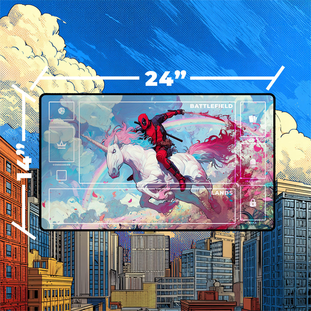 Unicorn Rider Playmat | Rainbow Mercenary Comic Art