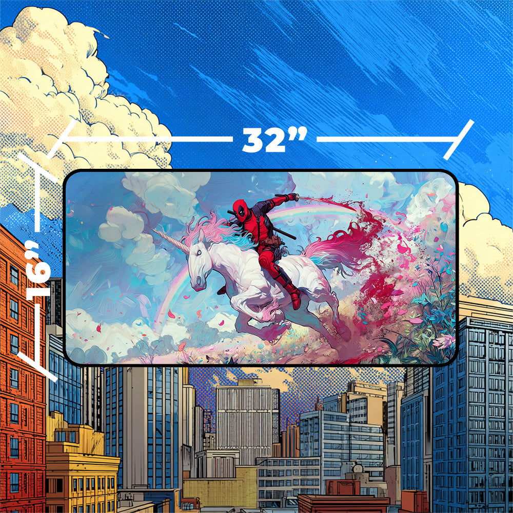 Unicorn Rider Playmat | Rainbow Mercenary Comic Art