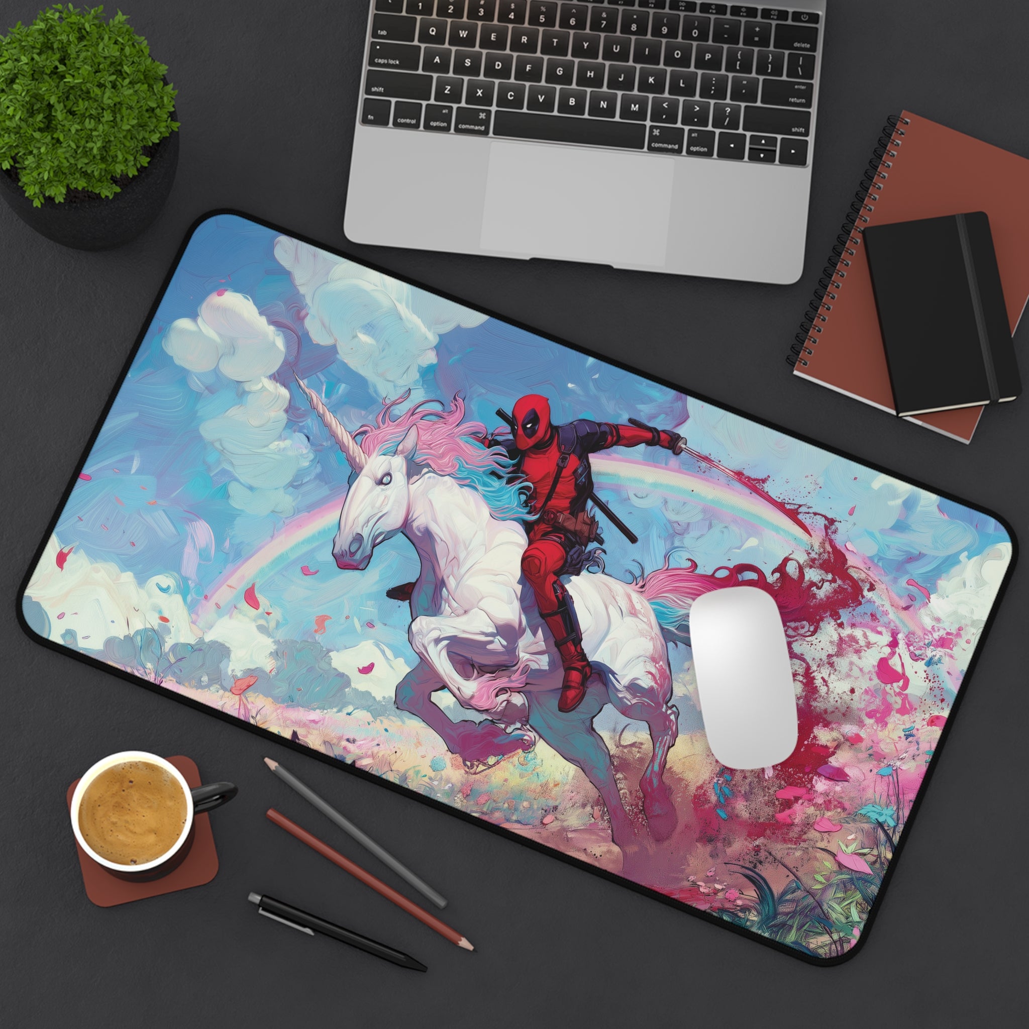 Unicorn Rider Playmat | Rainbow Mercenary Comic Art