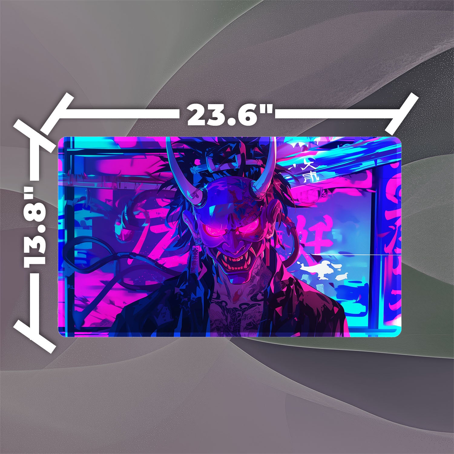 Cyberpunk Oni Mask Playmat (Borderless) | TCG Playmat