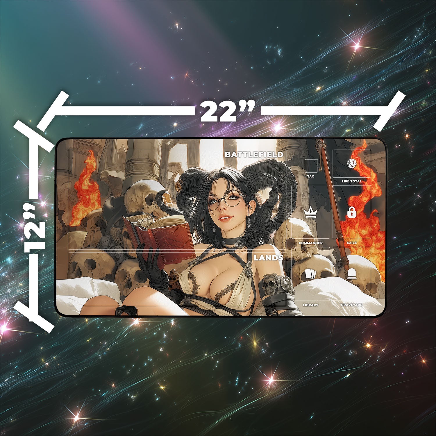 Demonic Tutor Playmat | Magic the Gathering Playmat | Iconic Spell Playmat with Dark Gothic Sorcery with Zones Option | 24x14 | 22x12 | 32x16 Sizes