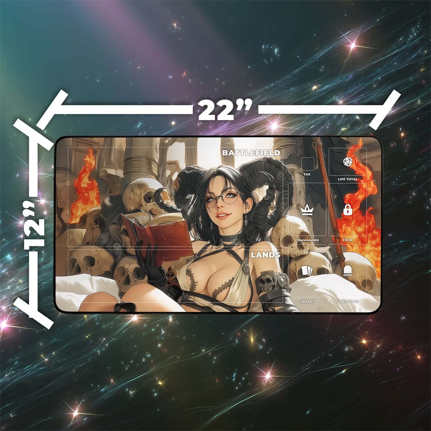 Demonic Tutor Playmat | Magic the Gathering Playmat | Iconic Spell Playmat with Dark Gothic Sorcery with Zones Option | 24x14 | 22x12 | 32x16 Sizes