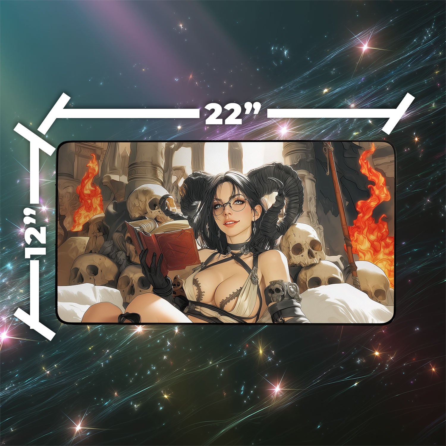 Demonic Tutor Playmat | Magic the Gathering Playmat | Iconic Spell Playmat with Dark Gothic Sorcery with Zones Option | 24x14 | 22x12 | 32x16 Sizes