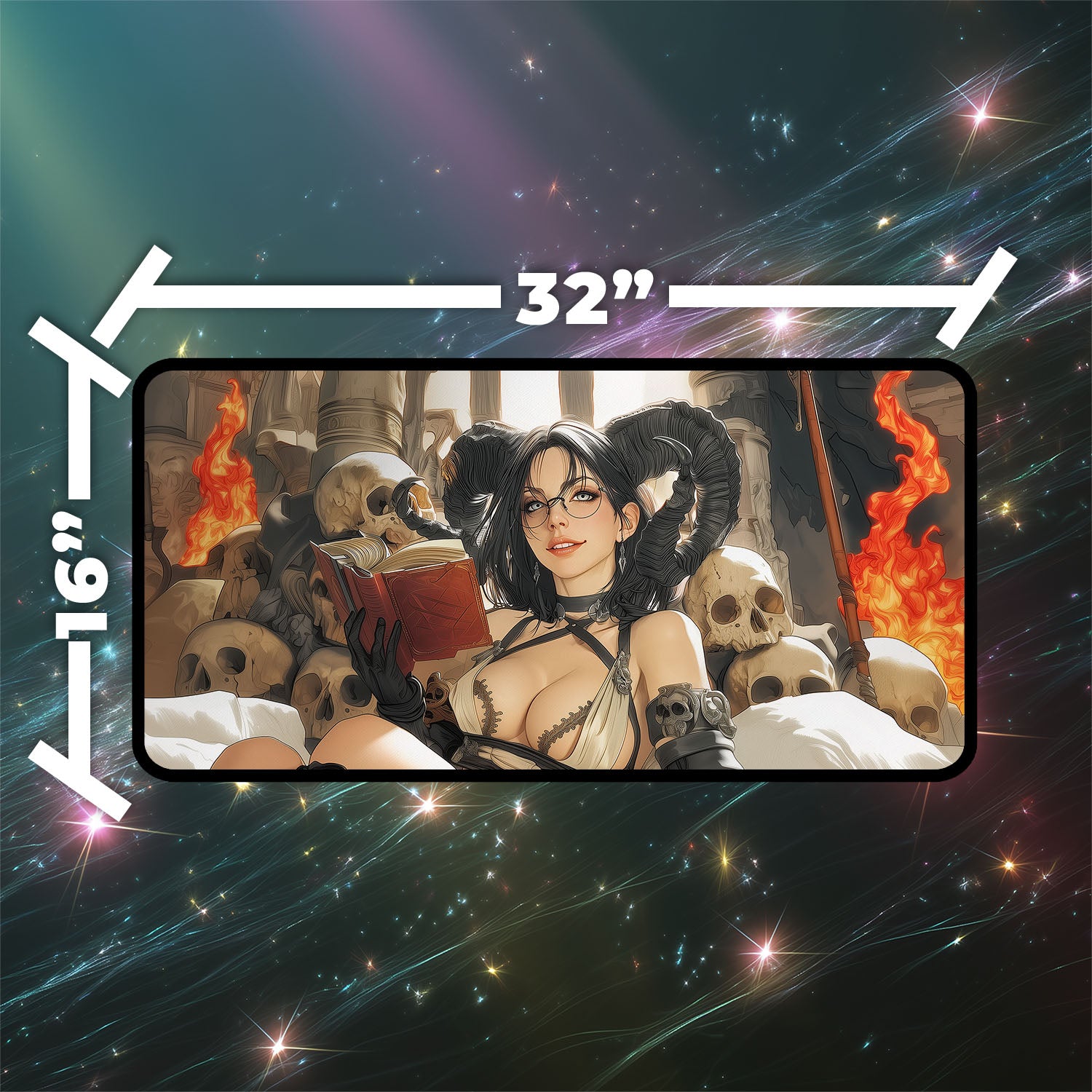 Demonic Tutor Playmat | Magic the Gathering Playmat | Iconic Spell Playmat with Dark Gothic Sorcery with Zones Option | 24x14 | 22x12 | 32x16 Sizes