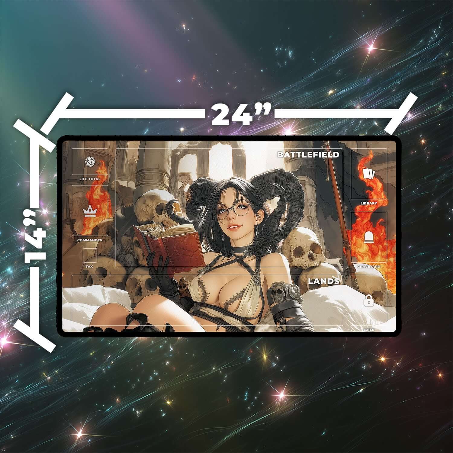 Demonic Tutor Playmat | Magic the Gathering Playmat | Iconic Spell Playmat with Dark Gothic Sorcery with Zones Option | 24x14 | 22x12 | 32x16 Sizes