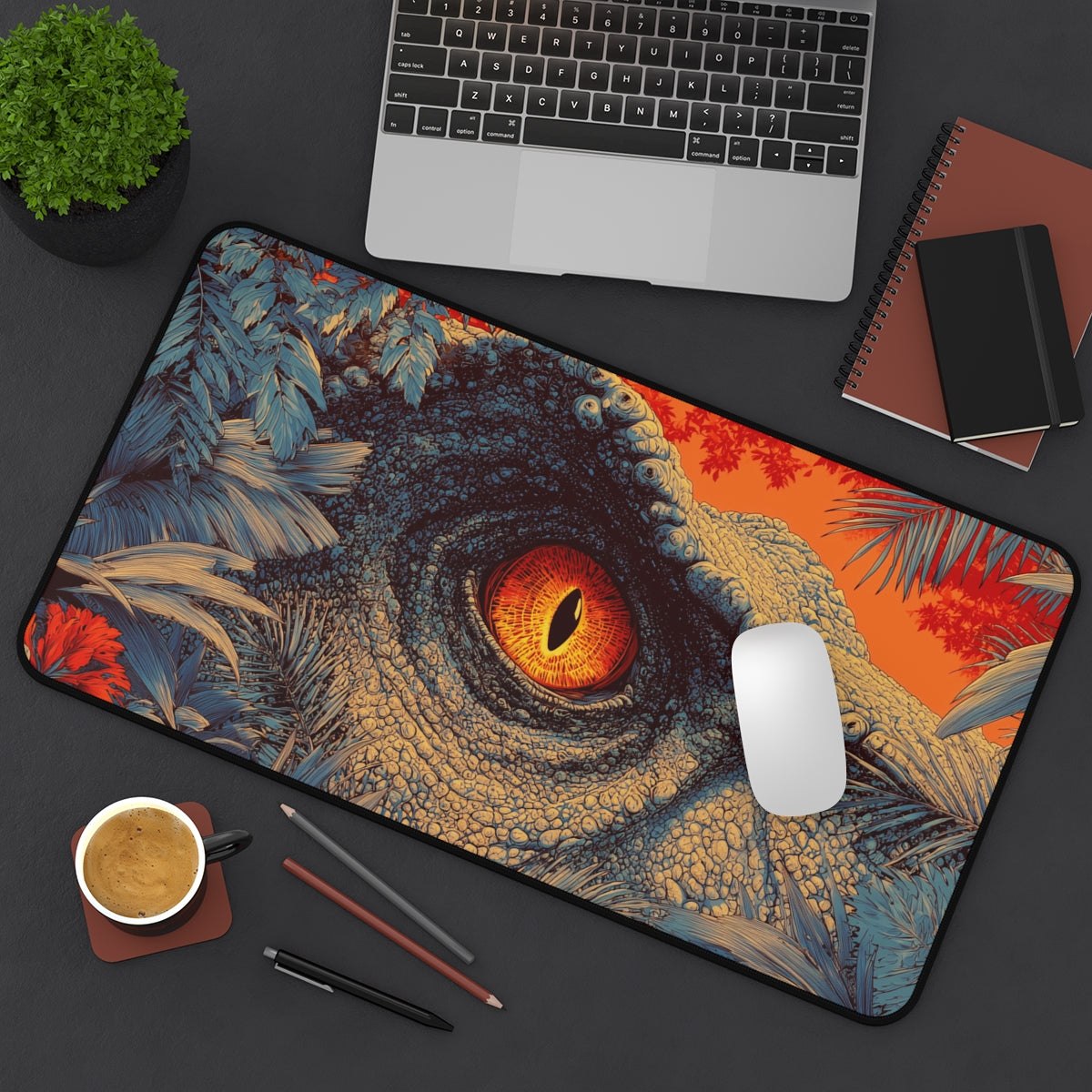 Dinosaur Eye Playmat | TCG Playmat | Jurassic Park-Inspired Playmat Zones Option | 24x14 | 32x16