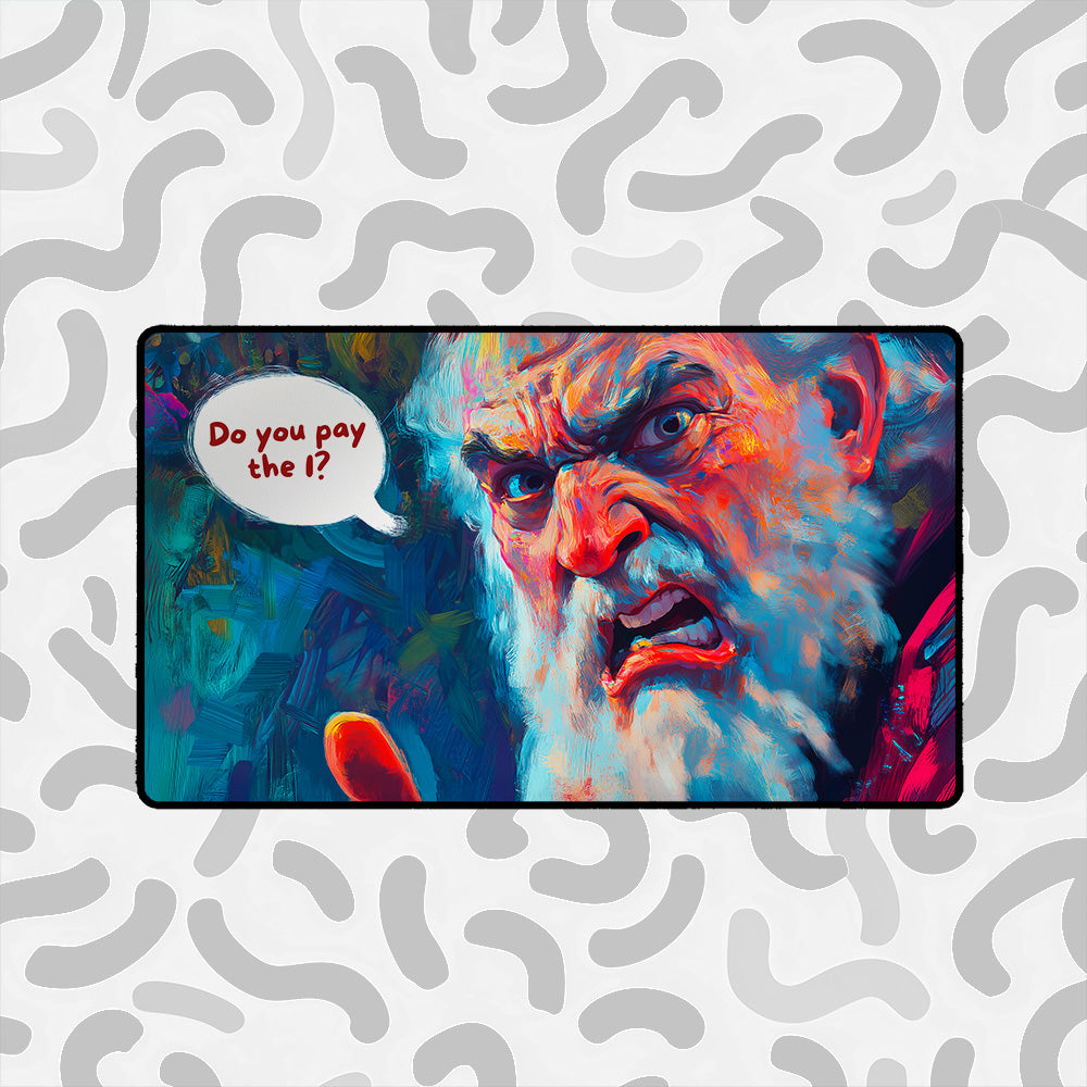 Funny TCG Playmat – Angry Tithe Collector