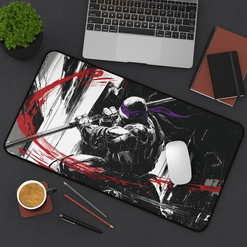 Donatello TMNT playmat featuring black noir ninja turtle art and high contrast linework