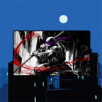 Donatello TMNT playmat with dramatic shadow work and graphic novel aesthetic