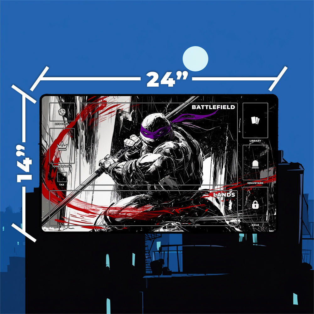 Donatello TMNT playmat black noir style MTG desk mat with optional zones