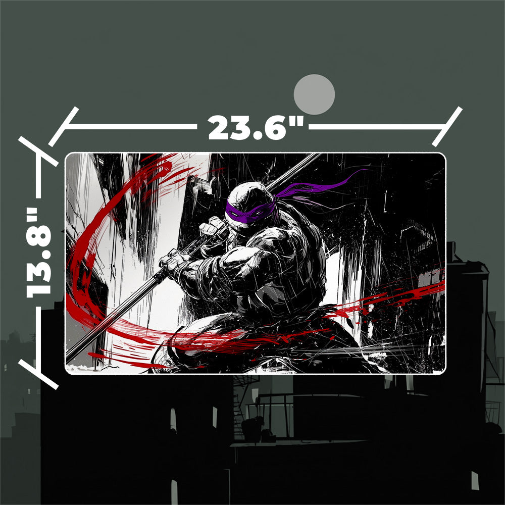 Purple Mask Turtle Genius Playmat (Borderless) | Black Noir Ink Mat