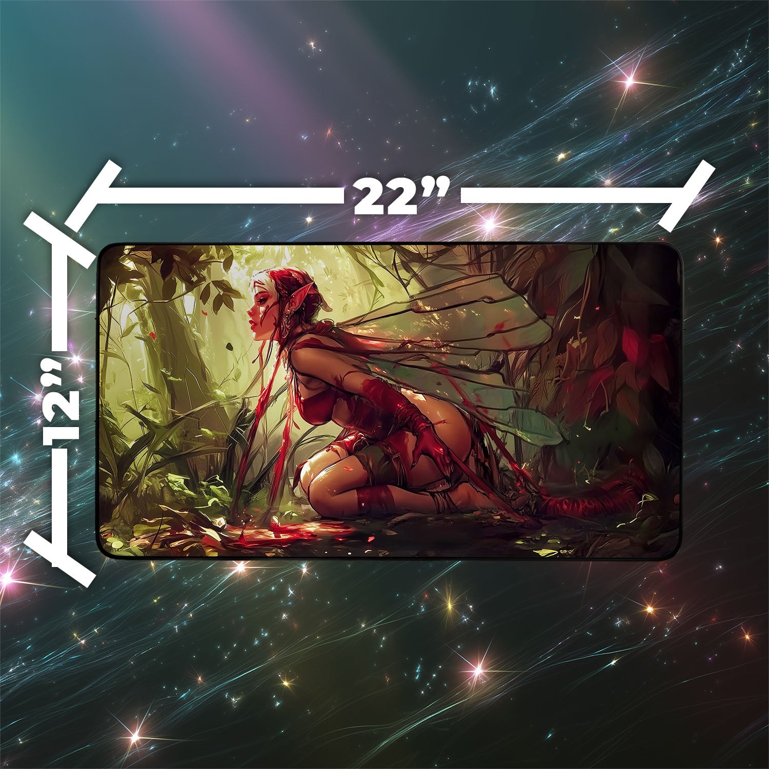 Earthbind Playmat | Magic the Gathering Playmat | Iconic Bound Faerie Fantasy Playmat with Zones Option | 24x14 | 22x12 | 32x16 Sizes