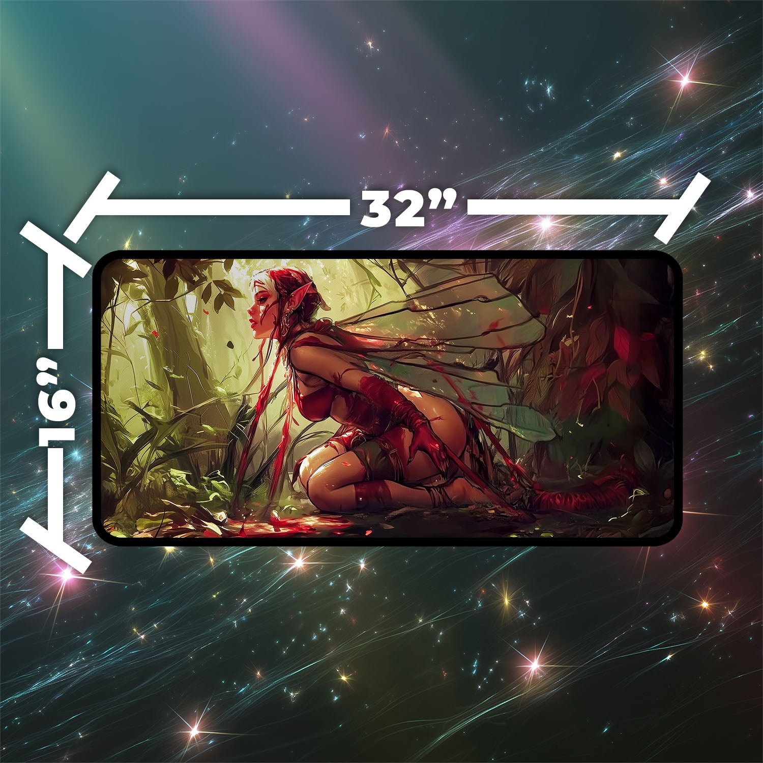 Earthbind Playmat | Magic the Gathering Playmat | Iconic Bound Faerie Fantasy Playmat with Zones Option | 24x14 | 22x12 | 32x16 Sizes