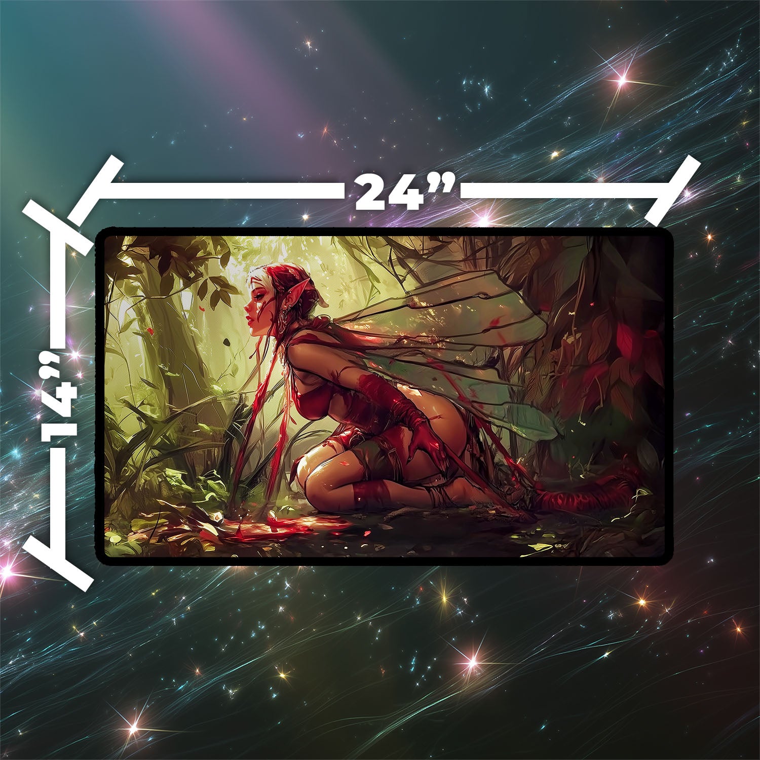 Earthbind Playmat | Magic the Gathering Playmat | Iconic Bound Faerie Fantasy Playmat with Zones Option | 24x14 | 22x12 | 32x16 Sizes