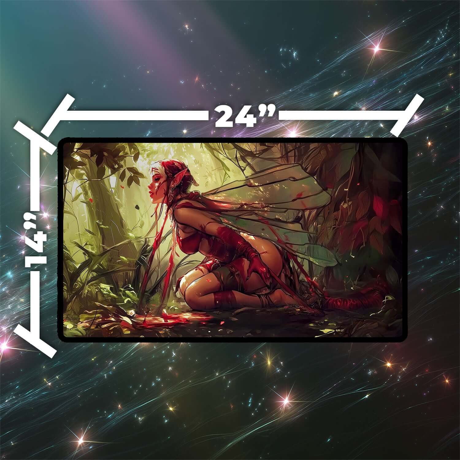 Earthbind Playmat | Magic the Gathering Playmat | Iconic Bound Faerie Fantasy Playmat with Zones Option | 24x14 | 22x12 | 32x16 Sizes
