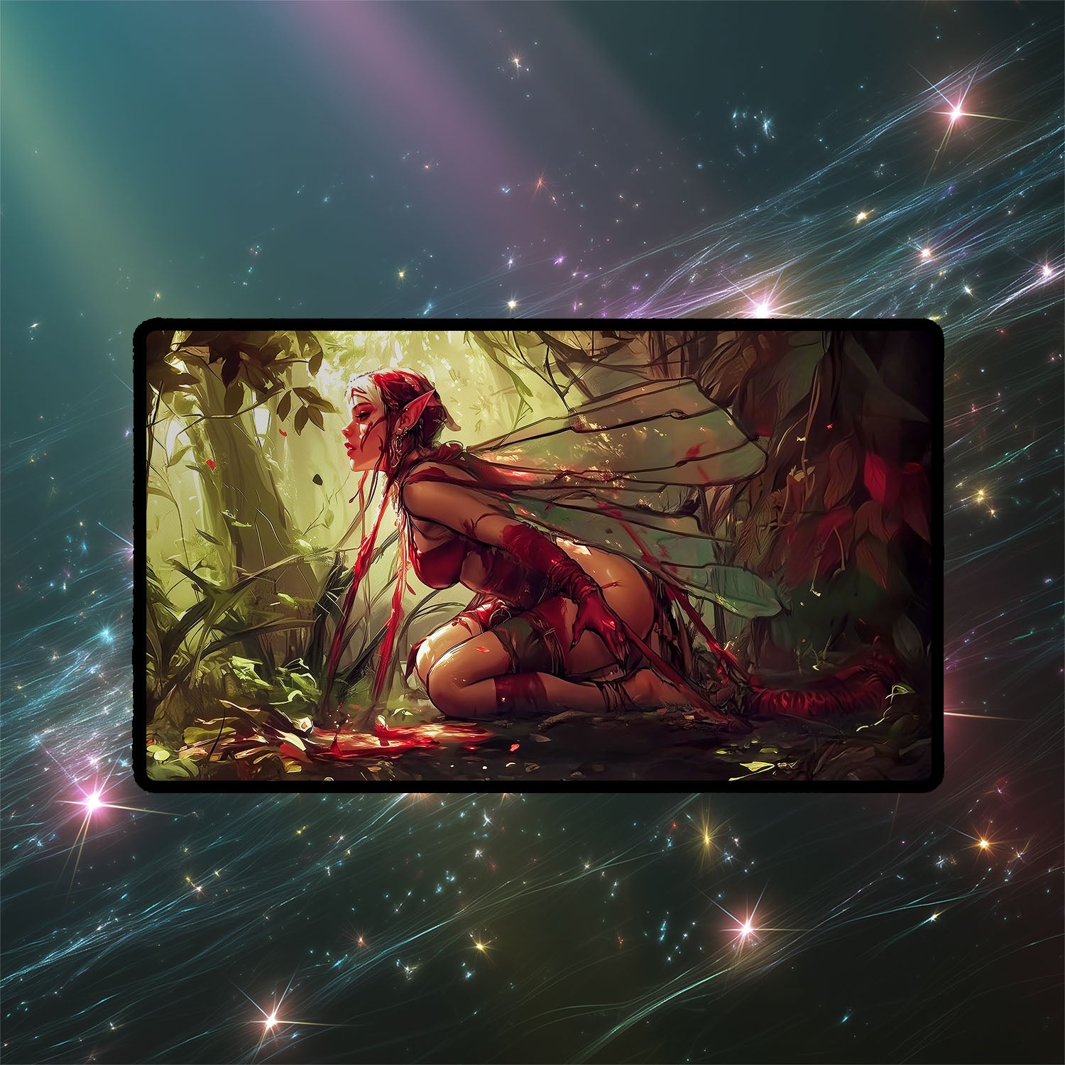 Earthbind Playmat | Magic the Gathering Playmat | Iconic Bound Faerie Fantasy Playmat with Zones Option | 24x14 | 22x12 | 32x16 Sizes