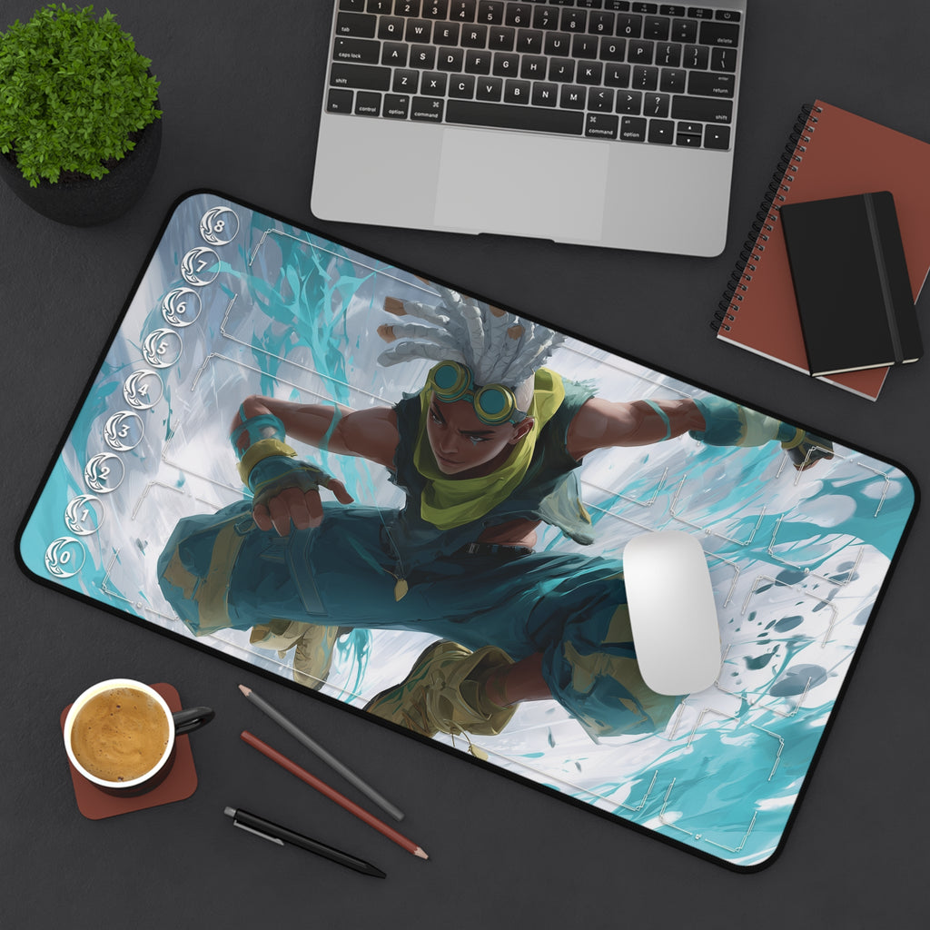 Ekko Playmat | Riftbound League of Legends Playmat | Futuristic Timewinder Anime Mat With or Without Zones | 24x14 Size
