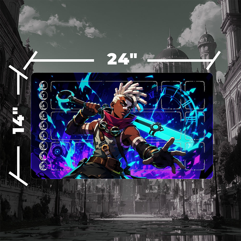 Time-Bending Prodigy Playmat (Borderless) | Neon Motion Mat