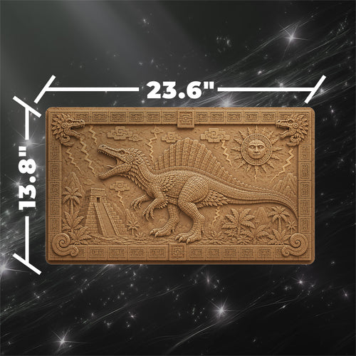 Ancient Stone Dinosaur Playmat (Borderless) | Carved Temple Mat