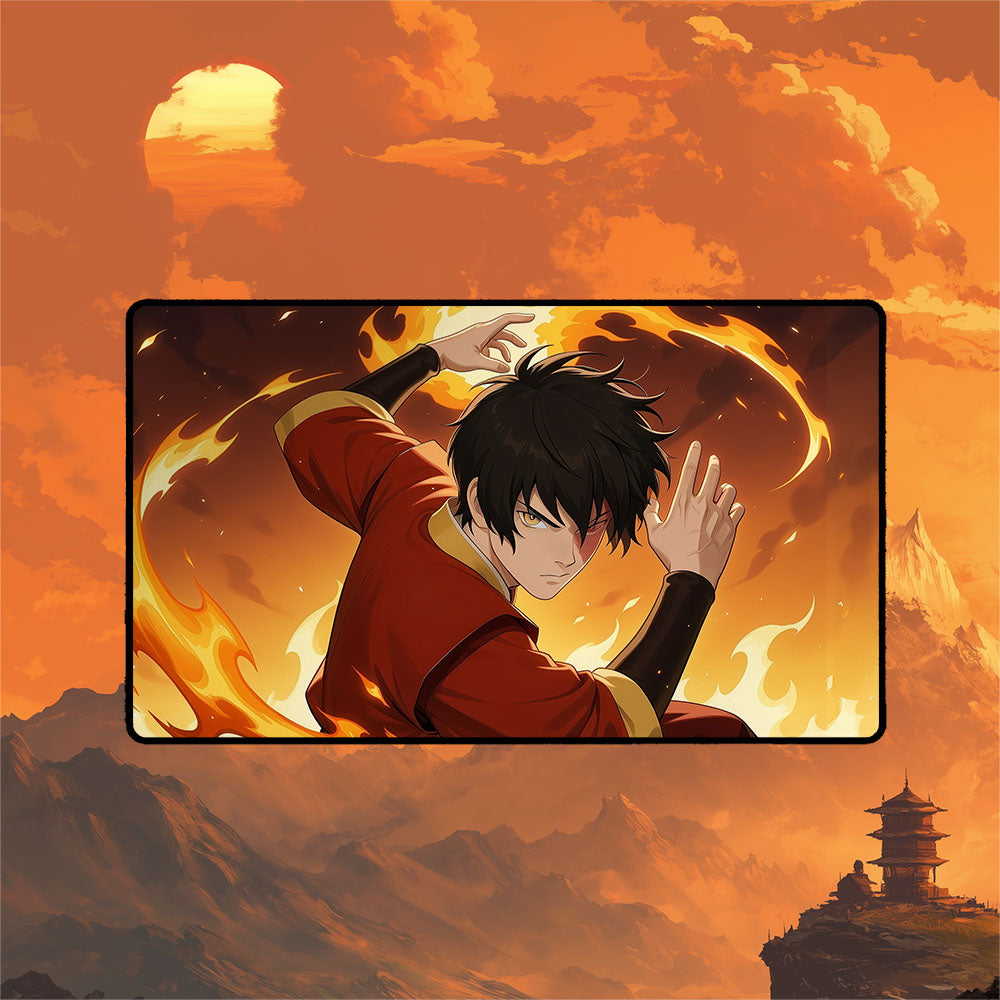 Zuko Playmat | Magic the Gathering Playmat | Firebending Action Anime Art With MTG Zones | 24x14 | 32x16 Sizes