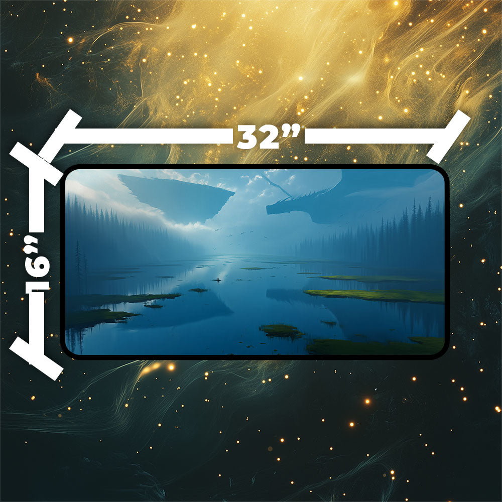 Flooded Strand Playmat | Magic the Gathering Playmat | Dragon Fetch Land MTG Playmat with Zones Option | 24x14 | 32x16