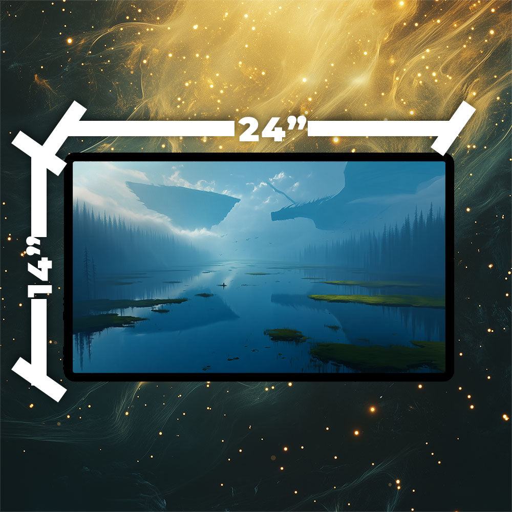 Flooded Strand Playmat | Magic the Gathering Playmat | Dragon Fetch Land MTG Playmat with Zones Option | 24x14 | 32x16