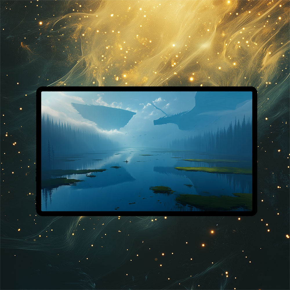 Flooded Strand Playmat | Magic the Gathering Playmat | Dragon Fetch Land MTG Playmat with Zones Option | 24x14 | 32x16