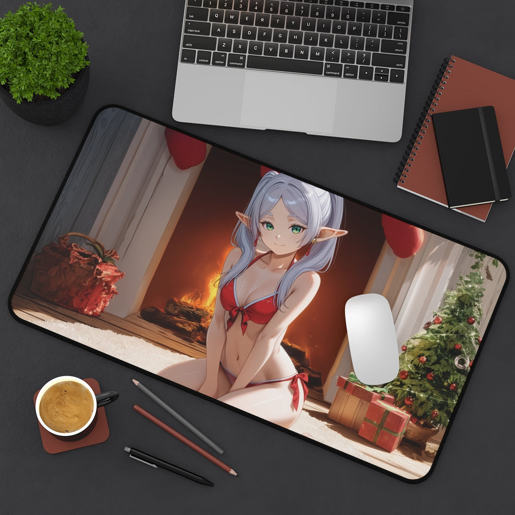 Frieren Holiday Playmat | Anime TCG Playmat | Cute Sexy Red Bikini Christmas Design No Zones Option | 24x14 | 32x16 Sizes