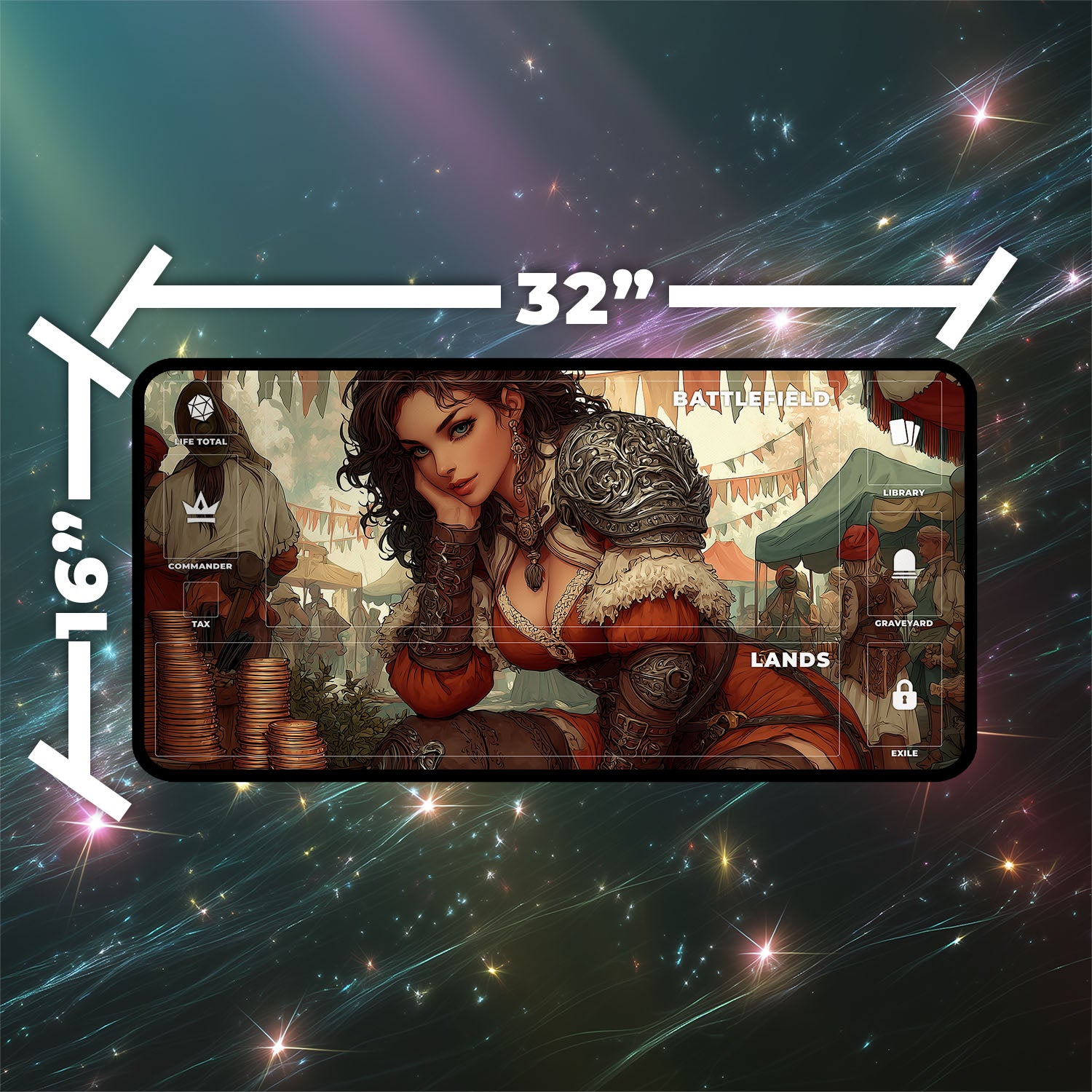 Gamble Playmat | Magic the Gathering Playmat | Iconic Spell Playmat with Zones Option | 24x14 | 32x16 Sizes