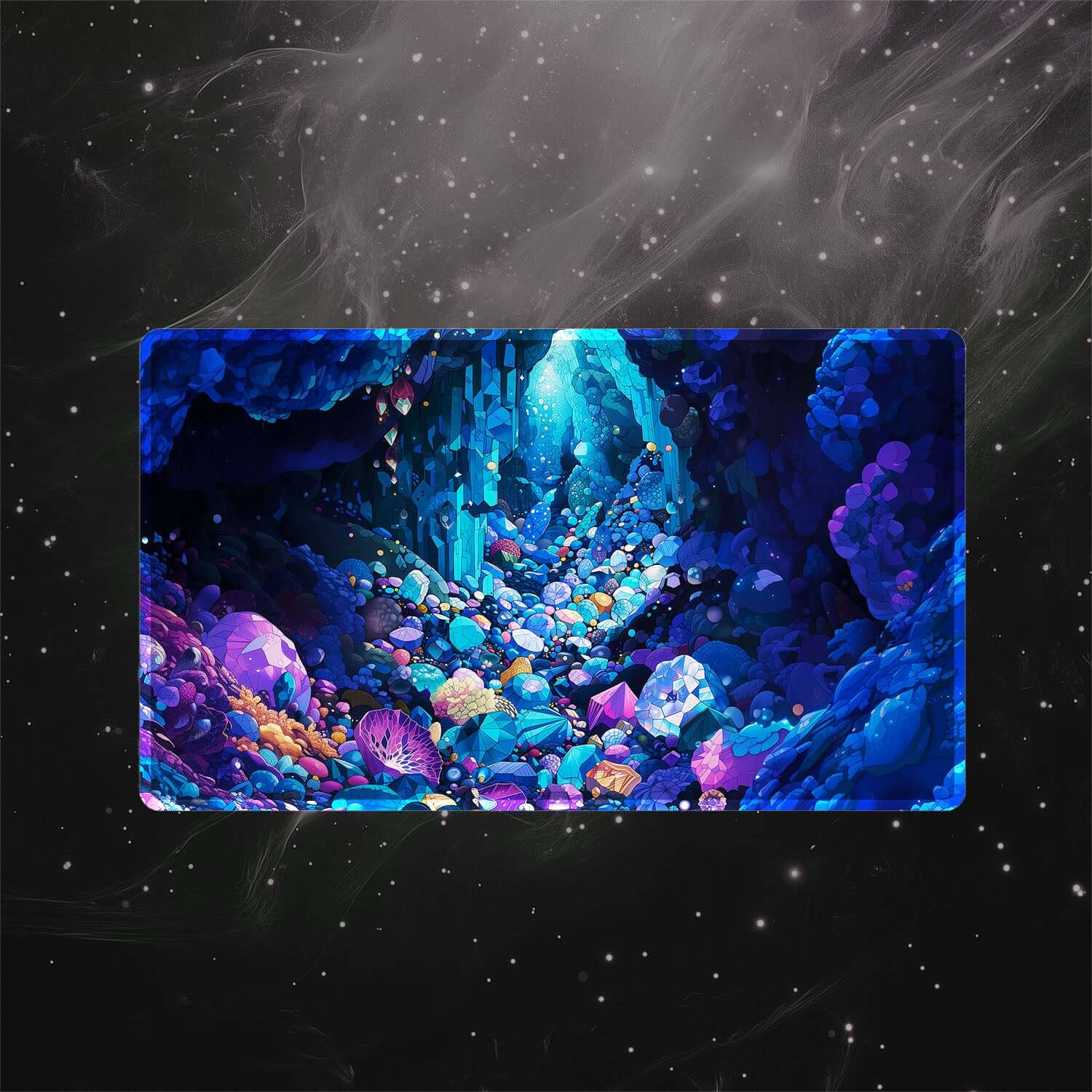 Gemstone Caverns Playmat (Borderless) | Magic the Gathering Playmat | 24" x 14" (with Stitched Edges)