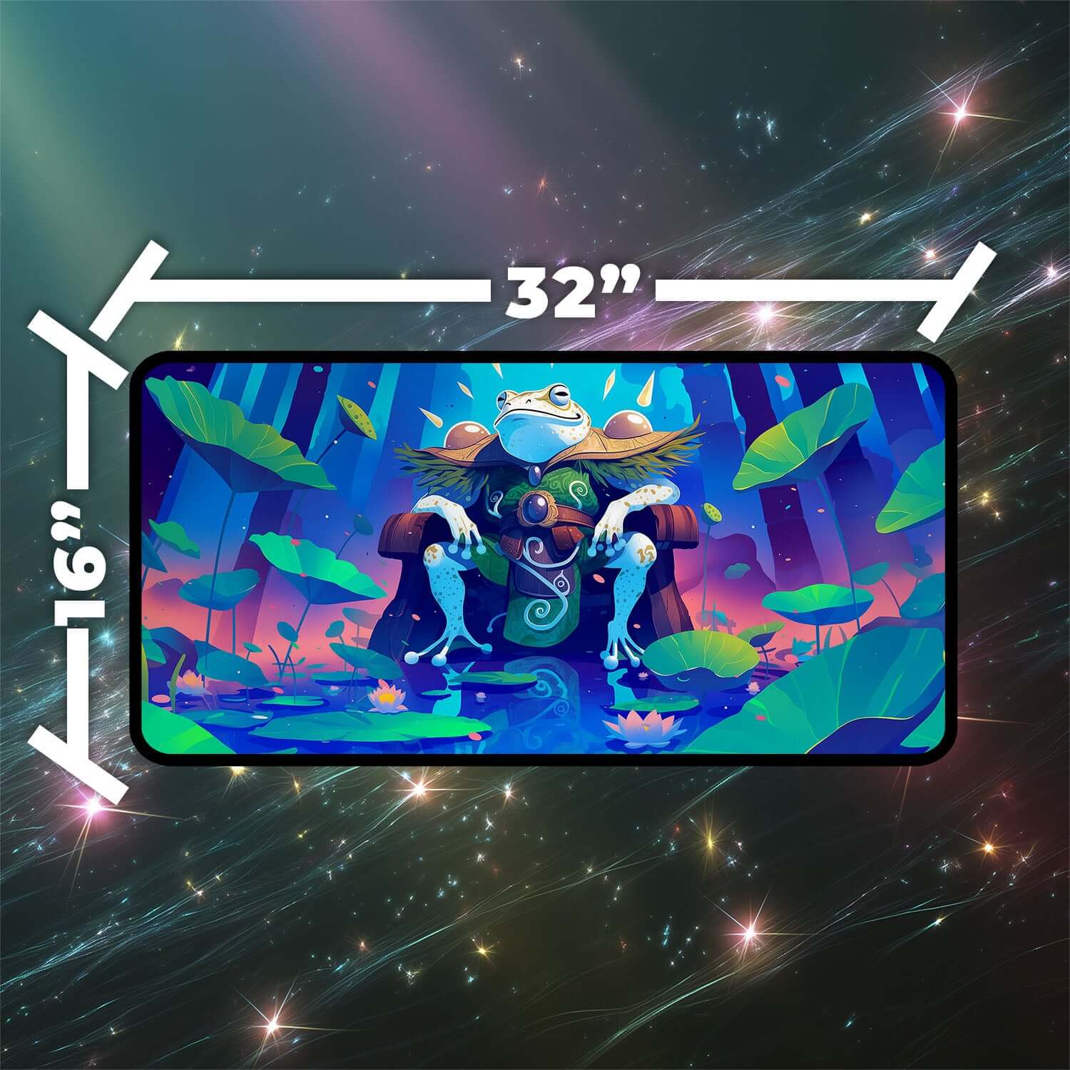 Glarb, Calamity’s Augur Playmat | Magic the Gathering Playmat | Frog King Playmat with Zones Option | 24x14 | 22x12 | 32x16 Sizes