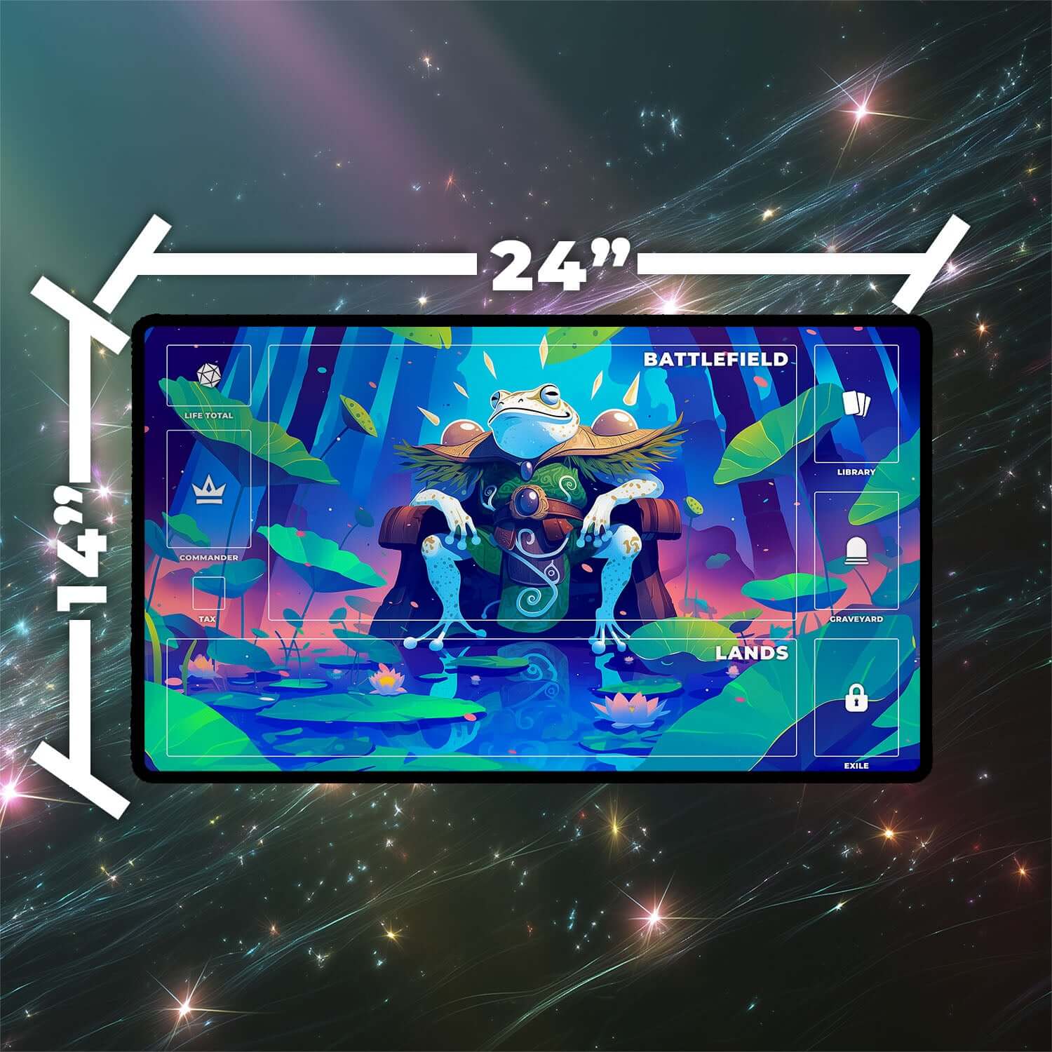 Glarb, Calamity’s Augur Playmat | Magic the Gathering Playmat | Frog King Playmat with Zones Option | 24x14 | 22x12 | 32x16 Sizes